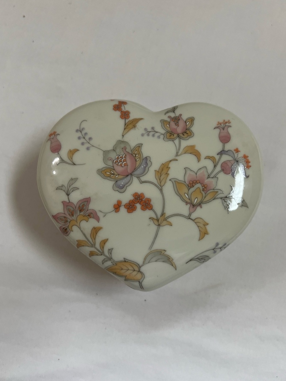 Takchashi Heart Shaped Trinket Box Floral POEM San Francisco Made In Japan Gift